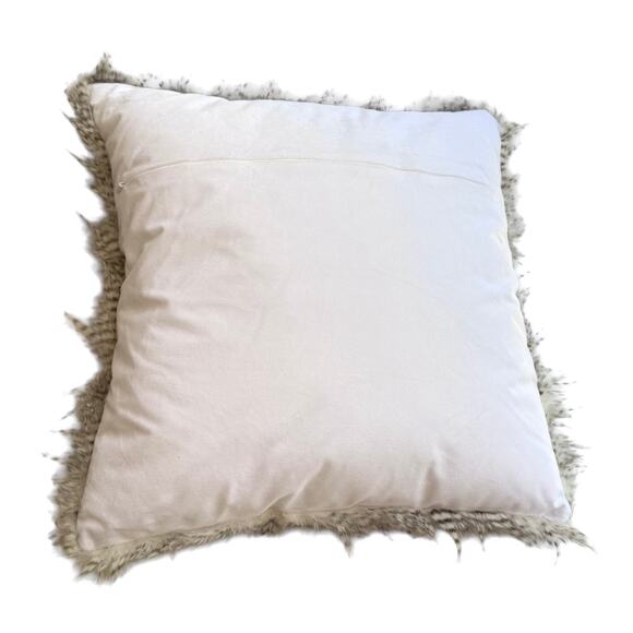 Monroe Faux Fur Feather THROW PILLOW 20"x20" Natural Brown Cream Hidden Zipper - Picture 2 of 6